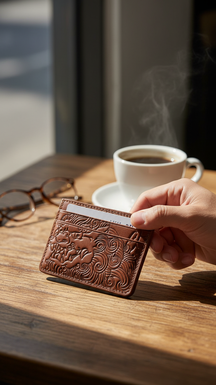Porte-Cartes Cuir Véritable — Compact & Élégant