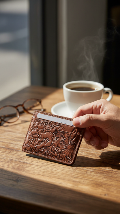 Porte-Cartes Cuir Véritable — Compact & Élégant