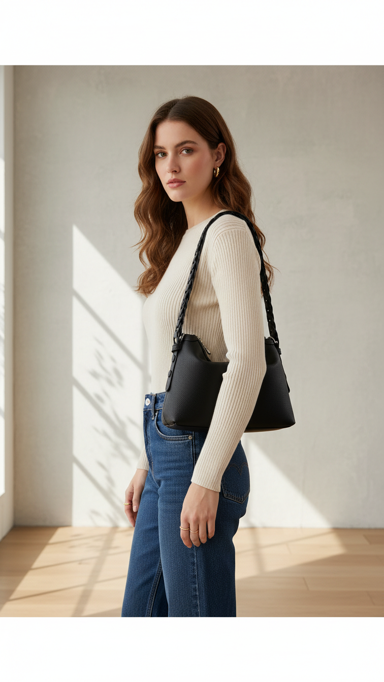 Sac Tressé en Cuir Véritable