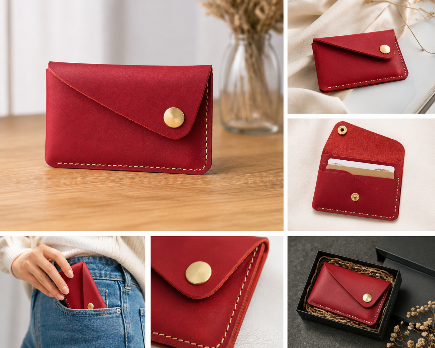 Porte-Cartes en Cuir Véritable