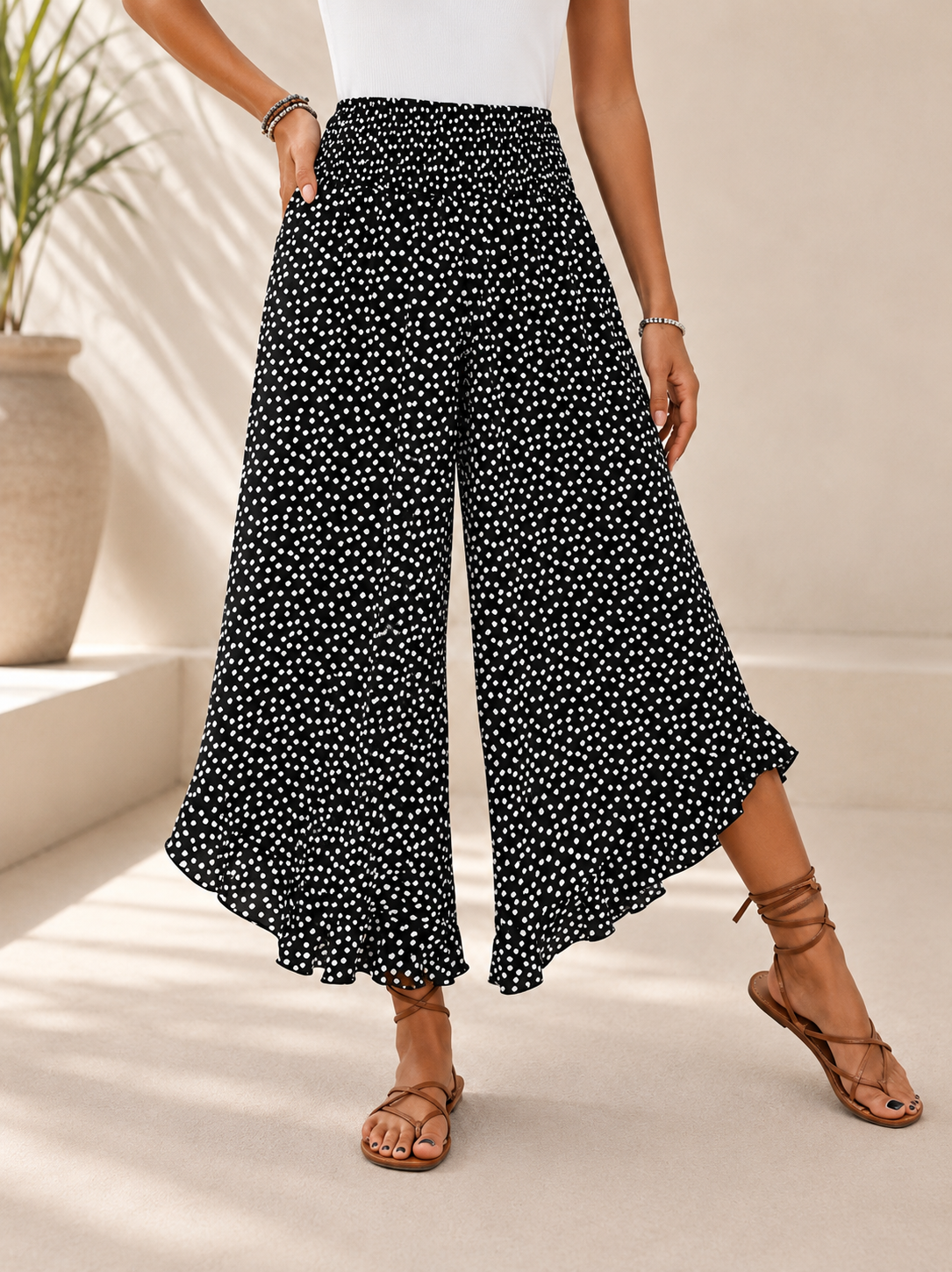 Pantalon Victoria – Large Taille Haute