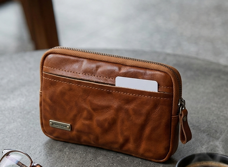Portefeuille Épure en Cuir Véritable
