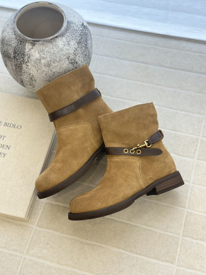 Bottines Biker en Suédine – Style Vintage